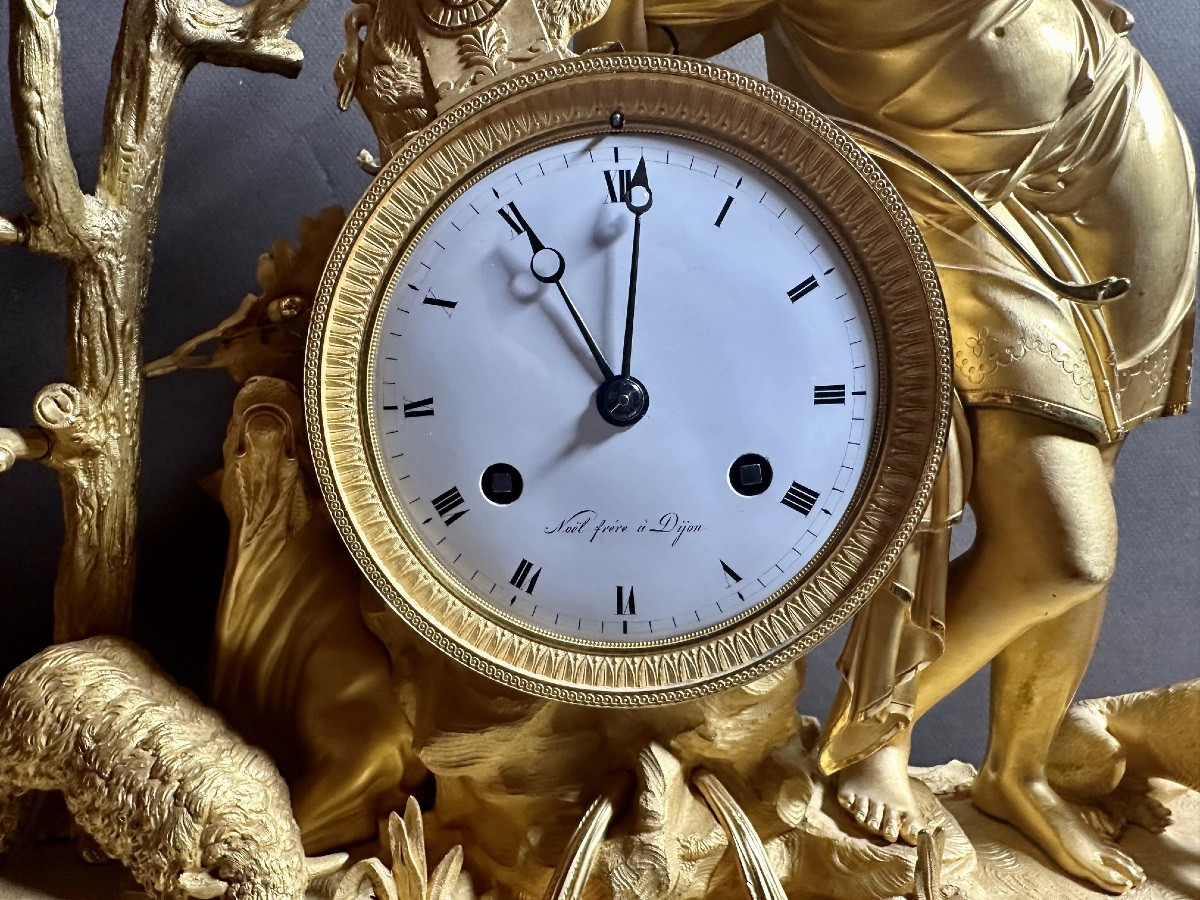 Large Empire Clock Representing "orpheus Charming The Animals" - Dijon - Circa 1805/1808-photo-3