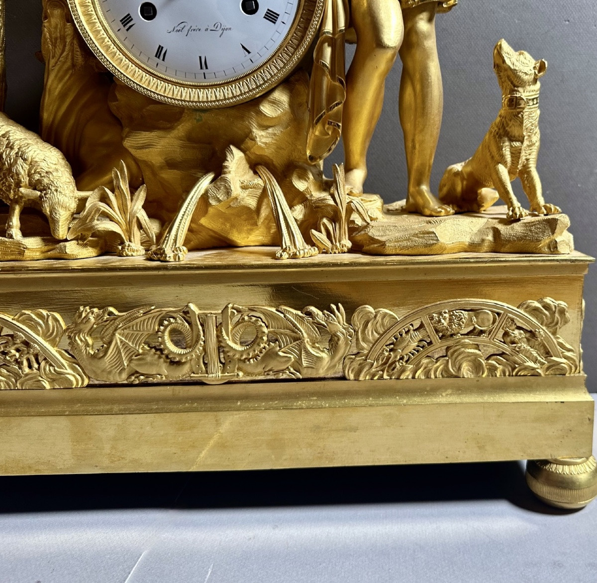 Large Empire Clock Representing "orpheus Charming The Animals" - Dijon - Circa 1805/1808-photo-1
