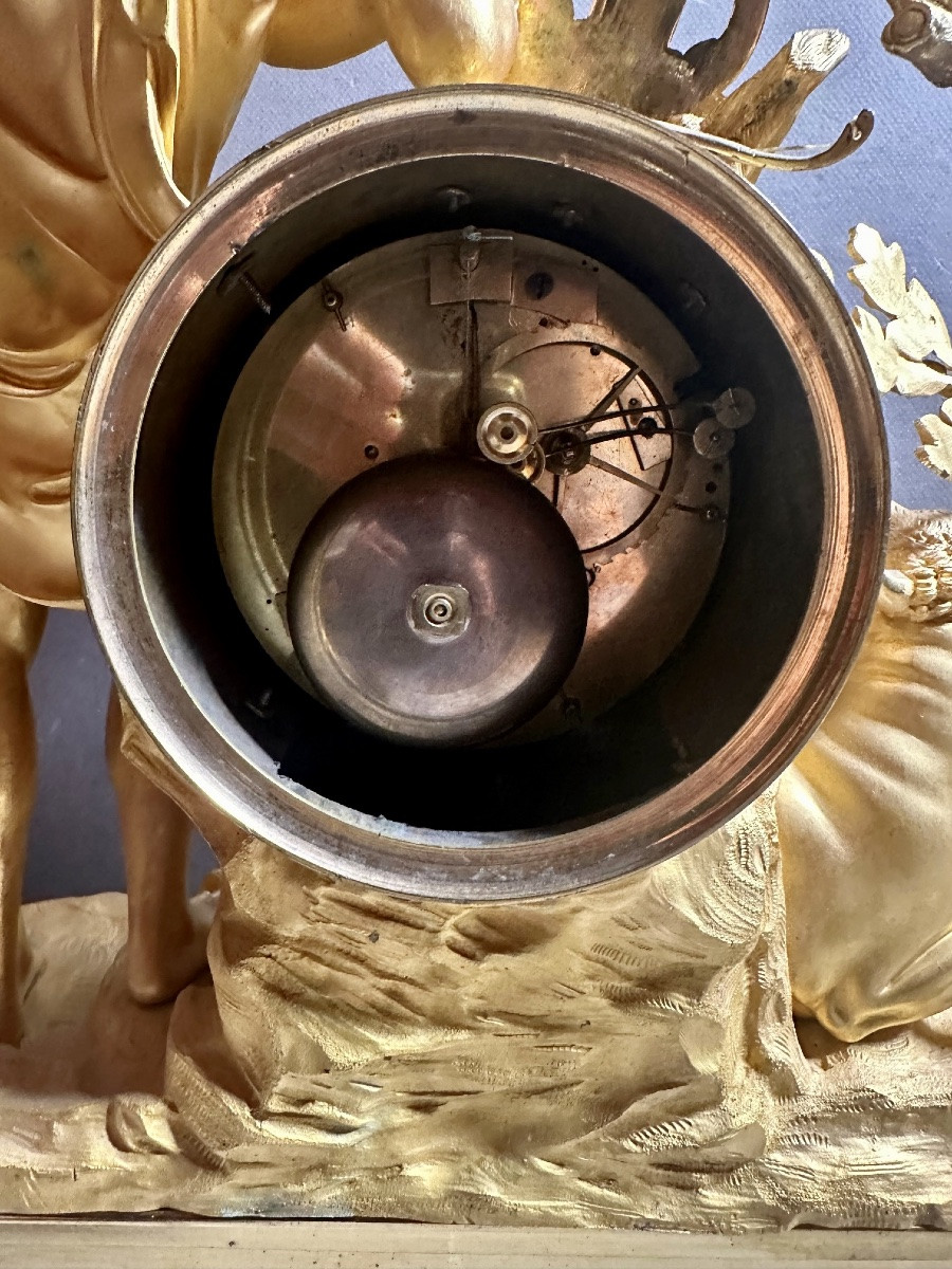 Large Empire Clock Representing "orpheus Charming The Animals" - Dijon - Circa 1805/1808-photo-3