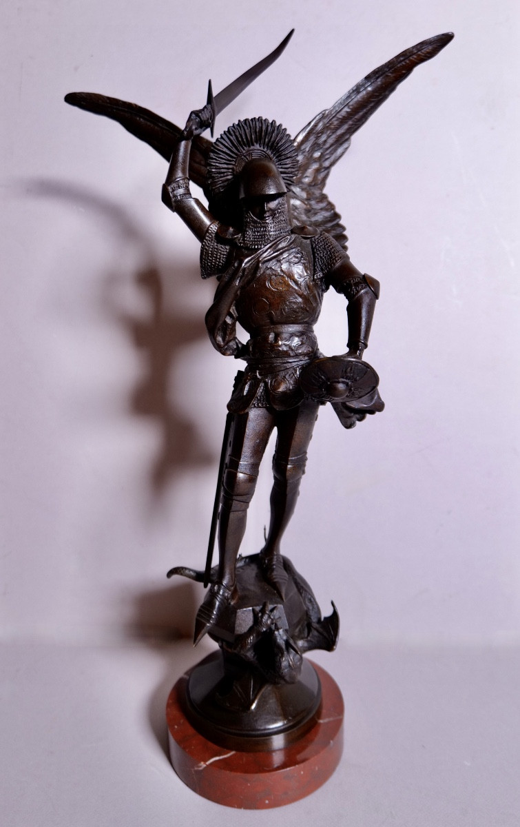 Emmanuel Frémiet (1824 - 1910) "saint Michael Slaying The Dragon" Bronze 