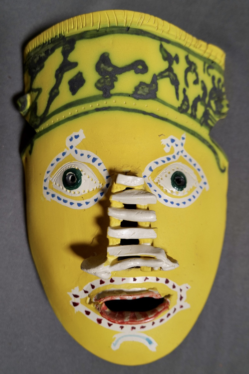 Gilbert PORTANIER - Masque style ethnique jaune - Vallauris - Cannes