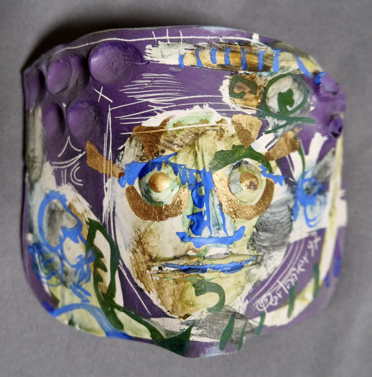 Gilbert PORTANIER - Petit masque au visage violet - Vallauris et Cannes