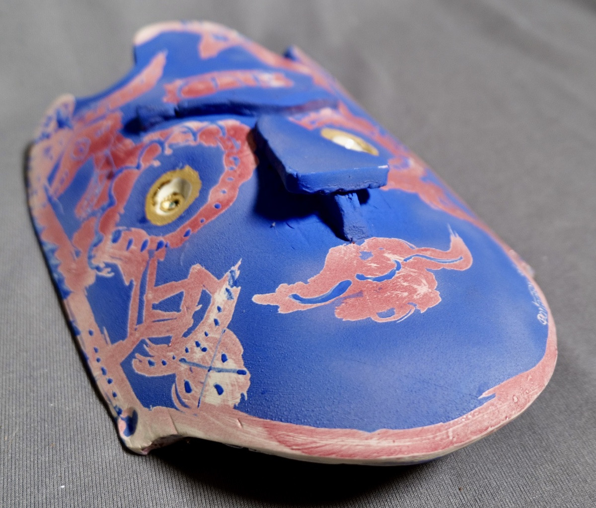 Gilbert PORTANIER - Masque bleu à contour rose - Vallauris - Cannes-photo-2