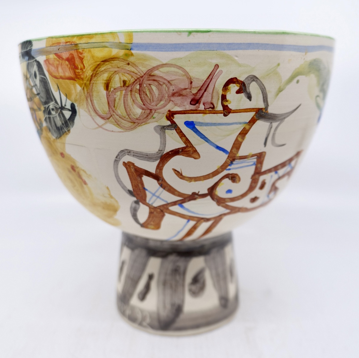 Gilbert PORTANIER - Grande coupe à décor de motif multicolore - Vallauris 
