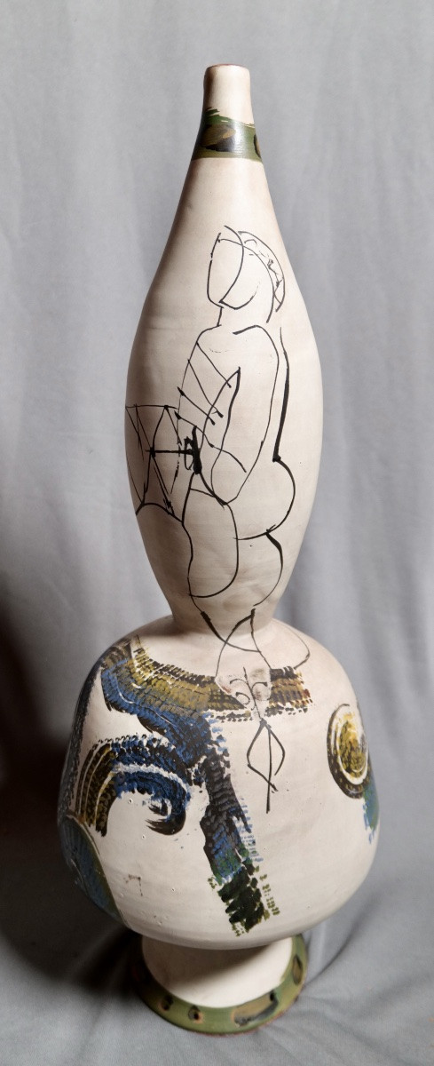 Gilbert PORTANIER - Très grand vase de forme coloquinte  - Vallauris - Cannes -photo-2
