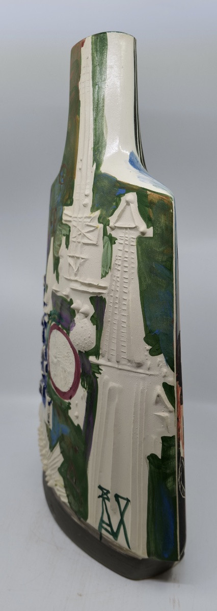 Gilbert PORTANIER - Très de forme bouteille à décor multicolore  - Vallauris - Cannes -photo-2