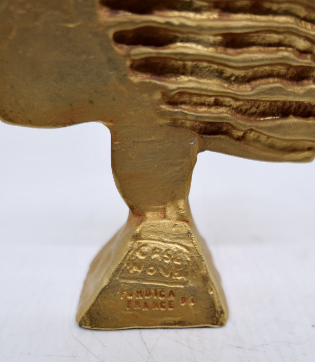 Paire de bougeoirs sculptures en bronze doré de Pierre Casenove - Fondica-photo-3