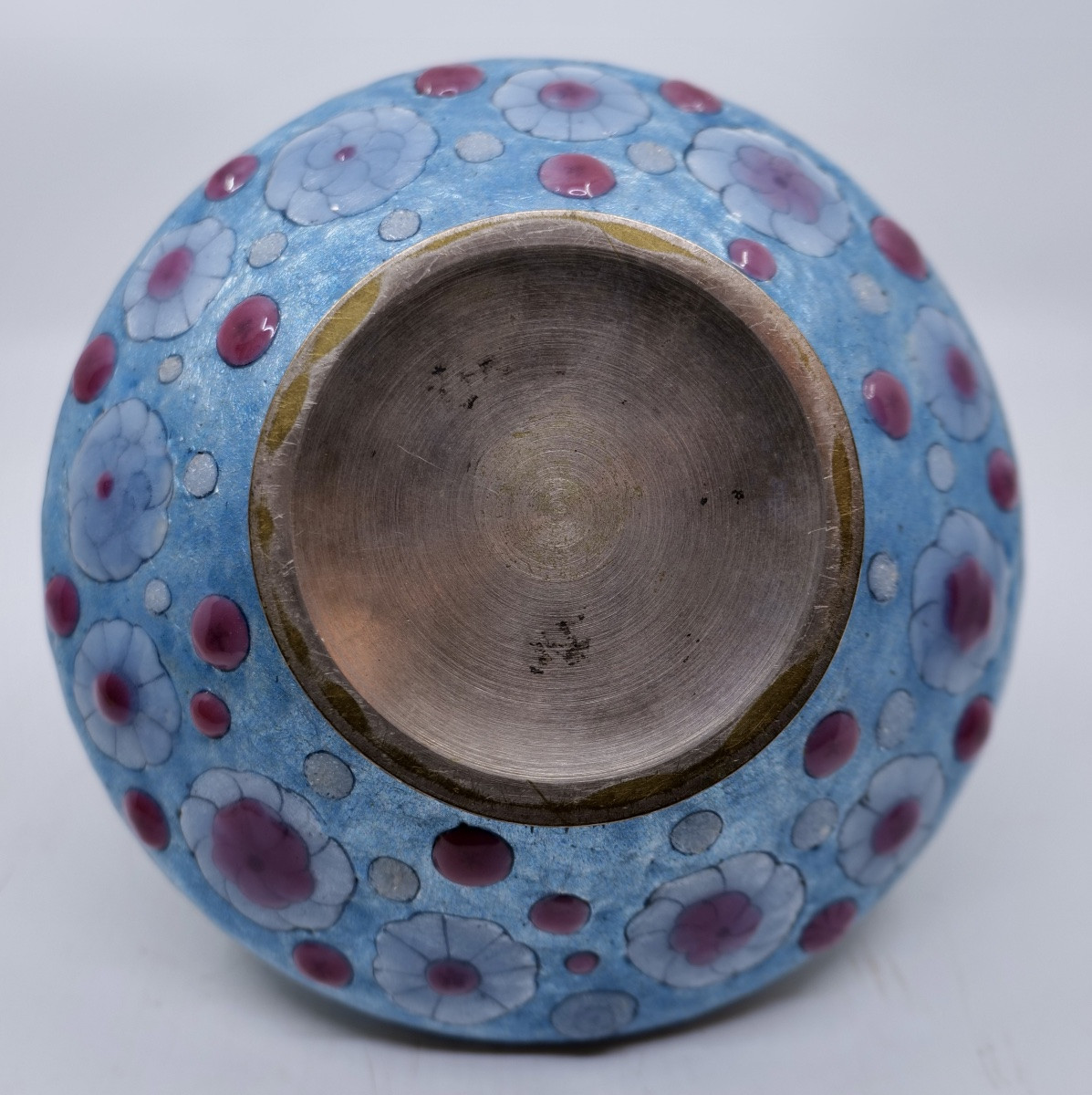 Jules Sarlandié Vase (1874-1936) - Truncated Conical Vase In Enameled Brass - Circa 1925 - Limoges-photo-1