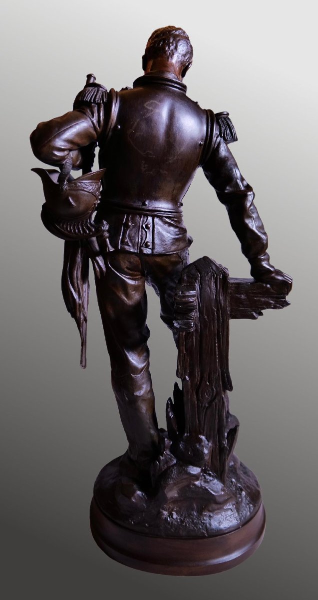 Bronze Henry DUMAIGNE "La patrie"  (officier de cavalerie - Dragon) - militaire-photo-3