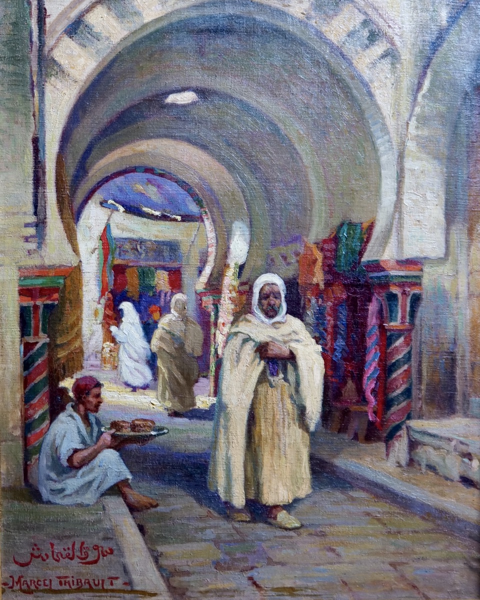 Marcel Thibault (1898 - 1944) "Souk" - orientaliste - (Tunisie ?) 