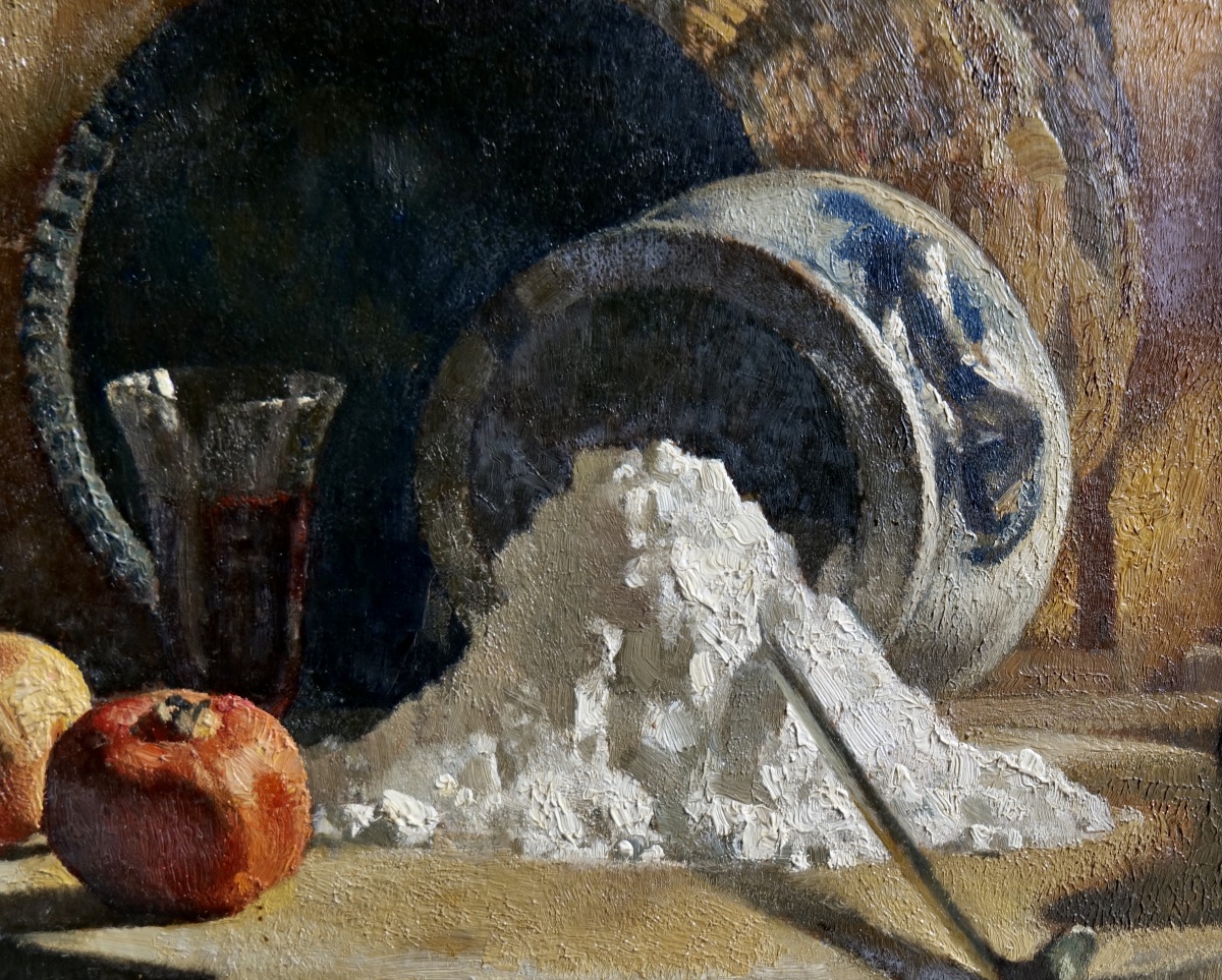 André CHARIGNY  « Nature morte à la farine et aux grenades » Franche comté - Besançon -photo-3