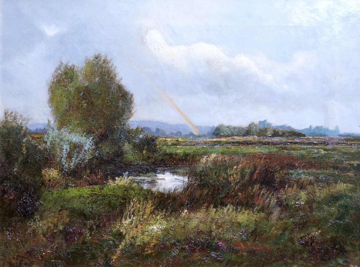 Emile Stahl (1847–1938) “landscape With A Rainbow” — Alsace — Schiltigheim — Strasbourg
