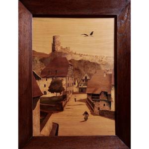 Spindler - View Of Kaysersberg - Marquetry - Alsace