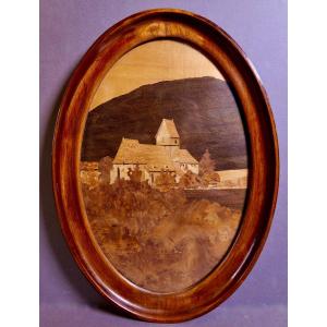 Charles Spindler "alsatian Landscape" Marquetry - Alsace