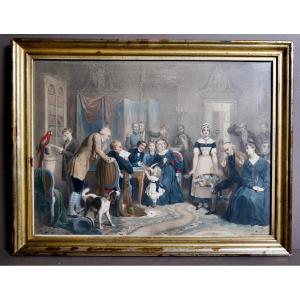 19th Century Lithograph - "reading The Will At The Notary" Humorous