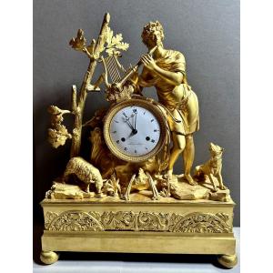 Large Empire Clock Representing "orpheus Charming The Animals" - Dijon - Circa 1805/1808