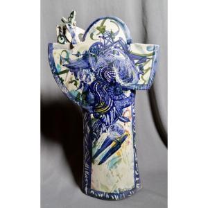 Gilbert PORTANIER - Très grand vase de forme libre  - Vallauris - Cannes 