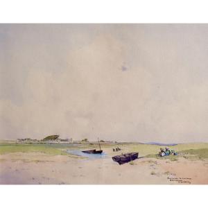 Ernest Guérin (1887–1952), “the Surroundings Of Loctudy,” Watercolor—brittany