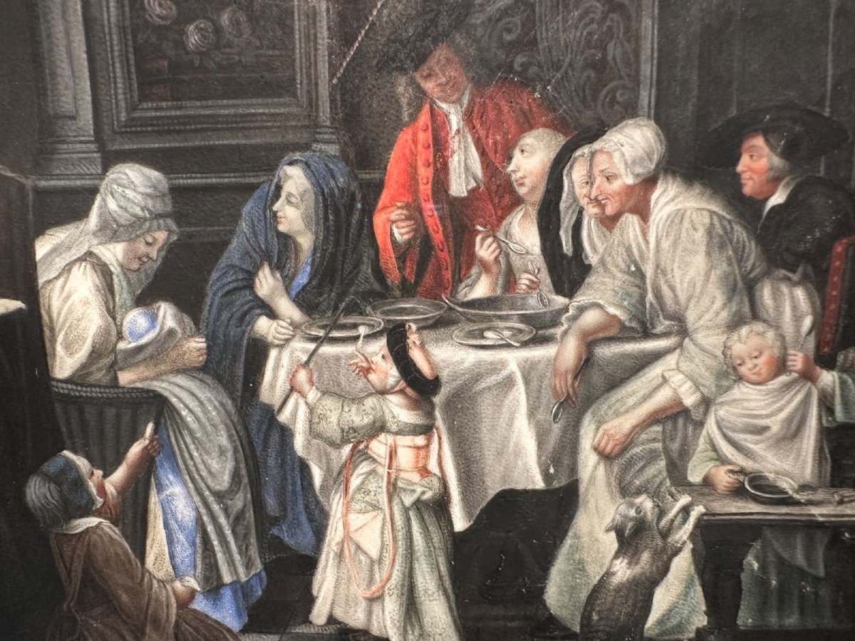 Attributed To Jan Josef Horemans The Elder (flemish Artist, 1682–1759), “the Family Meal.”-photo-2