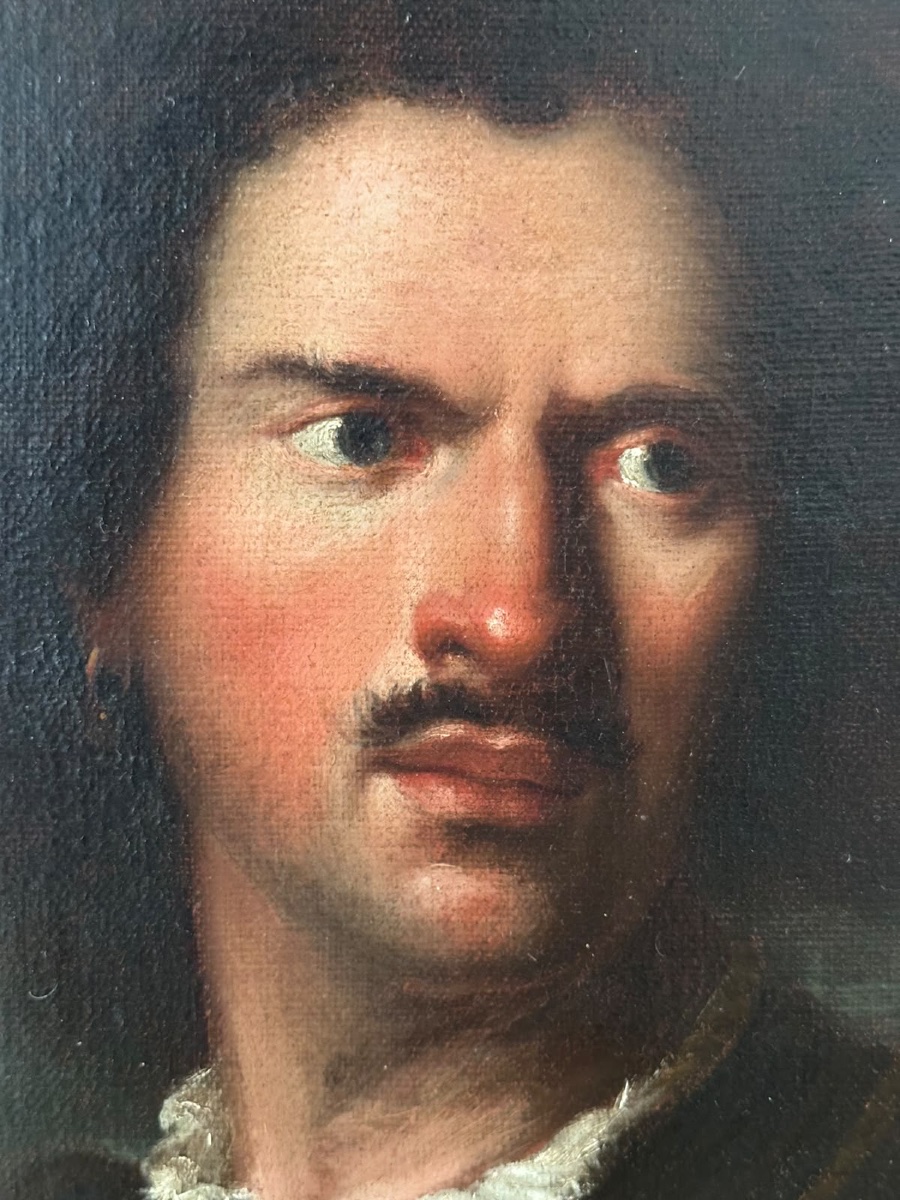 Portrait d’un homme inconnu portant une boucle d’oreille, attribué à Nicolò Cassana.-photo-4
