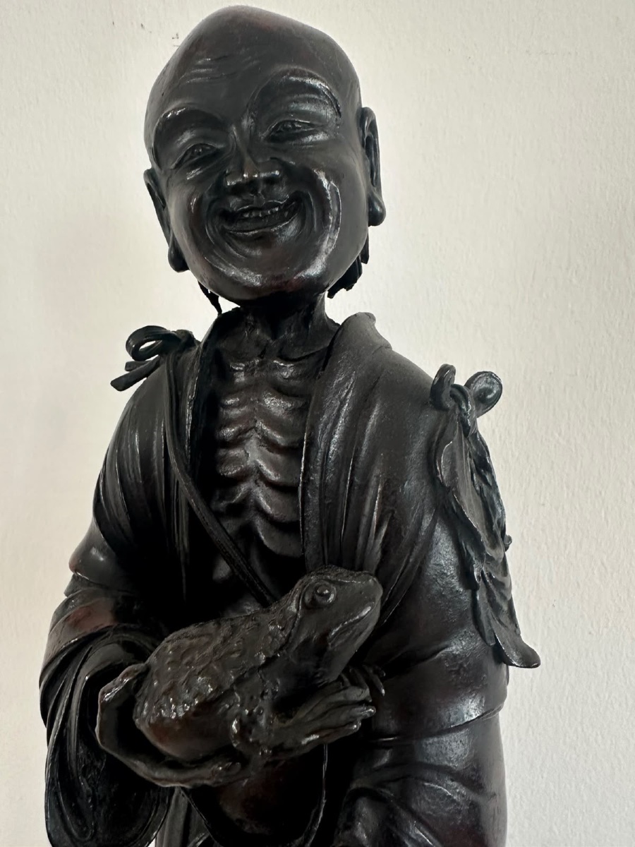 Statue en bronze de Gama Sennin par Honma Takusai, Japon, époque Meiji.-photo-2
