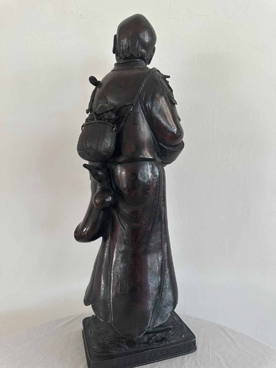 Statue en bronze de Gama Sennin par Honma Takusai, Japon, époque Meiji.-photo-3