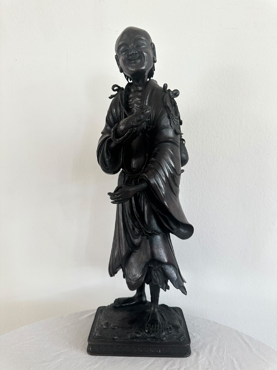 Statue en bronze de Gama Sennin par Honma Takusai, Japon, époque Meiji.