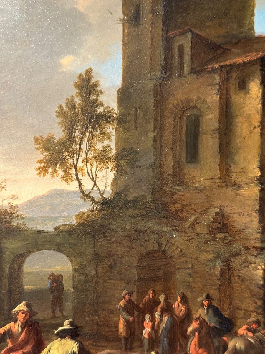 Franz De Paula Ferg (1689–1740) — Oil On Copper Depicting Animated Ruins-photo-4