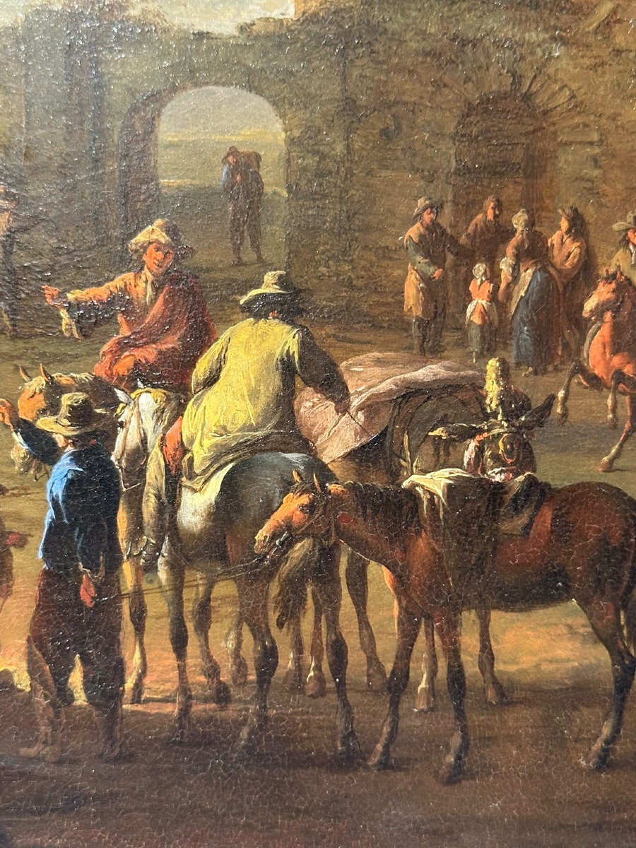 Franz De Paula Ferg (1689–1740) — Oil On Copper Depicting Animated Ruins-photo-2