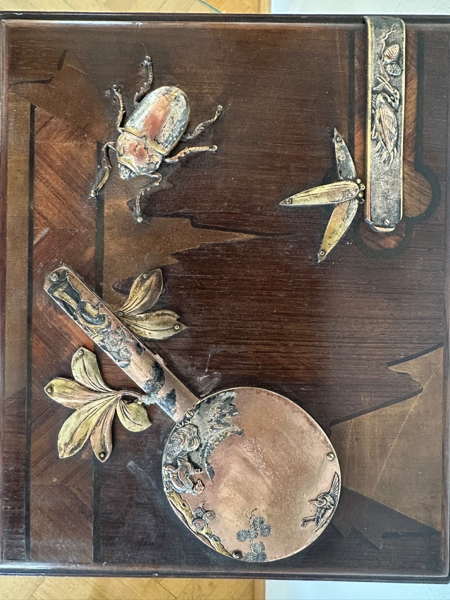Kodansu Studio – Hakone Marquetry &amp; Matsuyama Bronzes – Meiji Period-photo-4