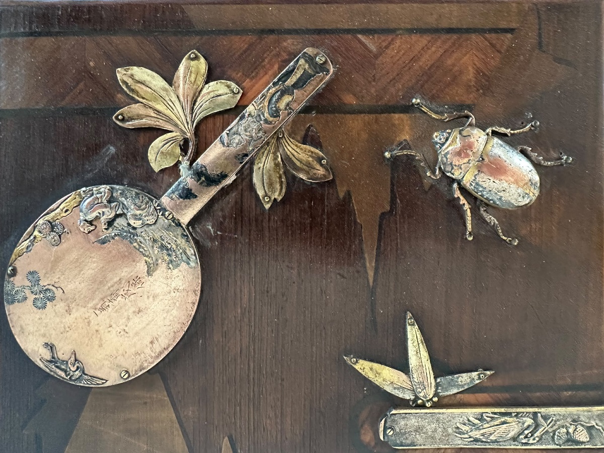 Kodansu Studio – Hakone Marquetry &amp; Matsuyama Bronzes – Meiji Period-photo-3