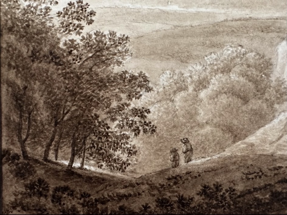 « Paysage romantique avec falaises » — dessin attribué à Jacob Philipp Hackert (1737–1807).-photo-3