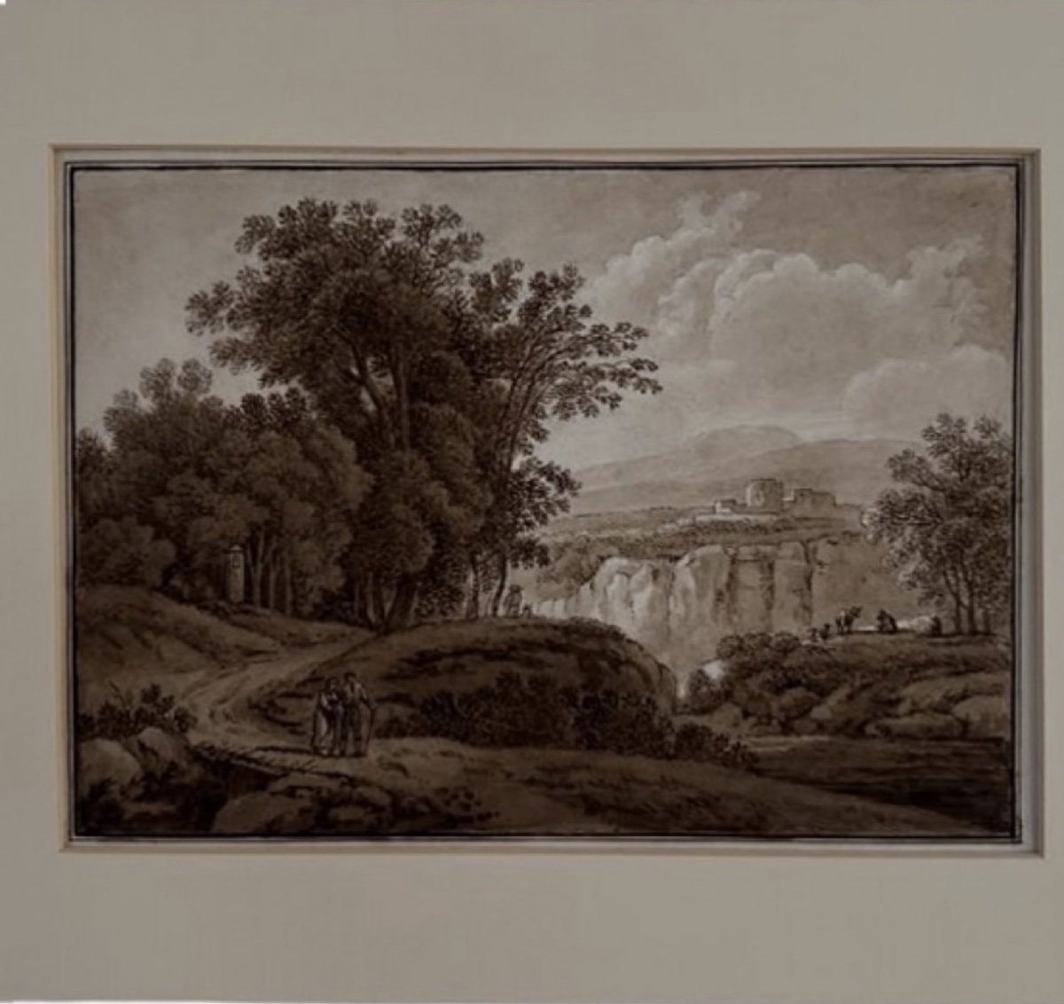 “romantic Landscape With A Waterfall” — A Drawing Attributed To Jacob Philipp Hackert (1737–1807).