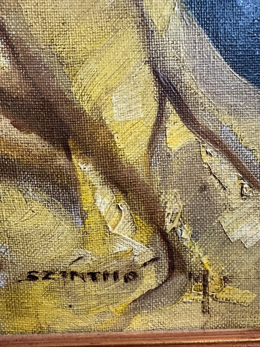 "large Seated Nude On Blue And Yellow Drapery" — Mária Szánthó (1897–1998)-photo-4