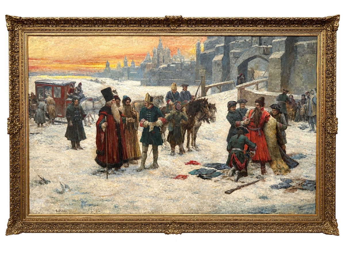 Georg von Urlaub - Moscou -  Le contrôle des barbes aux portes de la ville