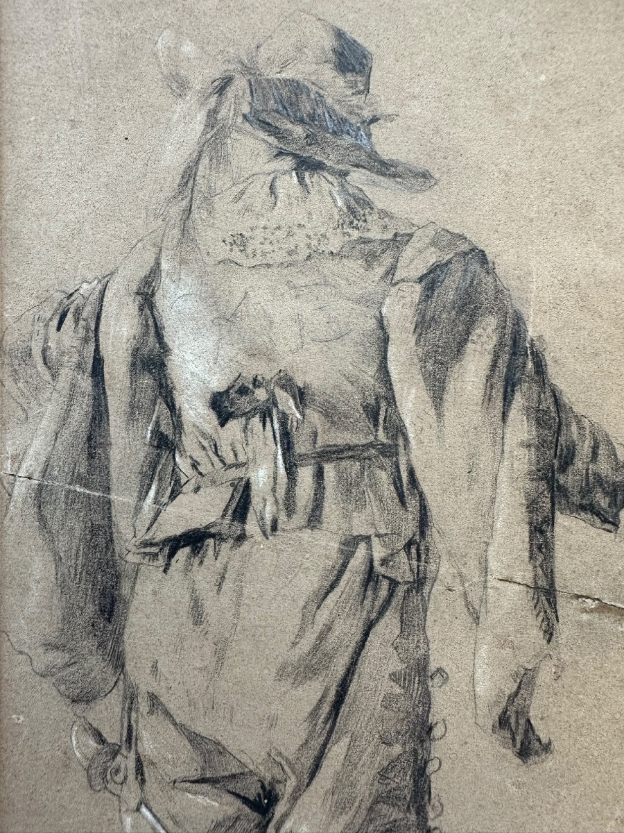 Drawing From The 17th-century Flemish School, "young Man With A Sword And A Cloak"-photo-2