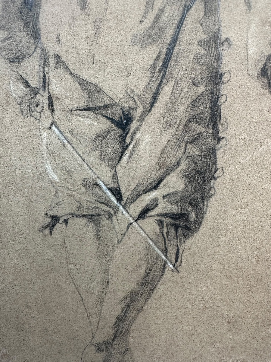 Drawing From The 17th-century Flemish School, "young Man With A Sword And A Cloak"-photo-1