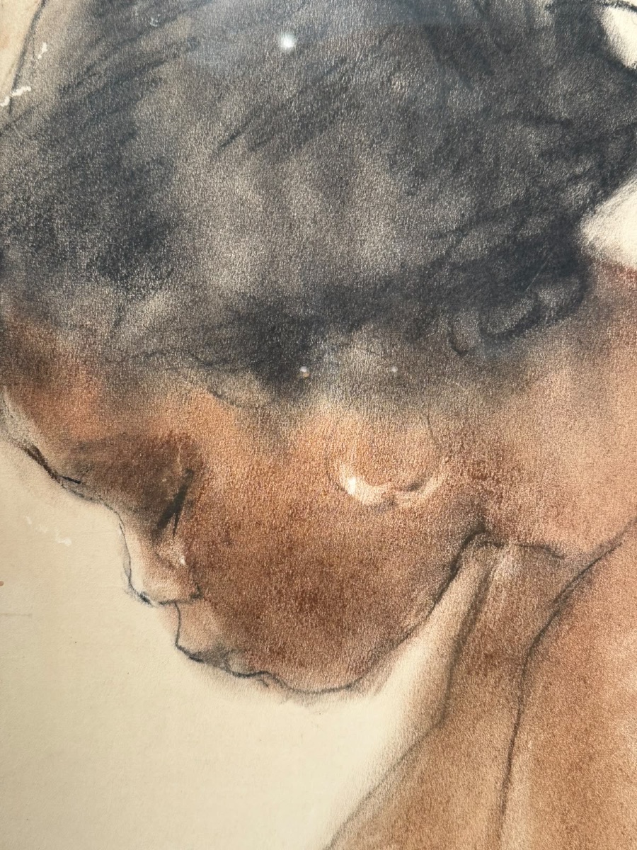 Pál Fried, « Double Portrait » — Pastel original, vers 1950-photo-3
