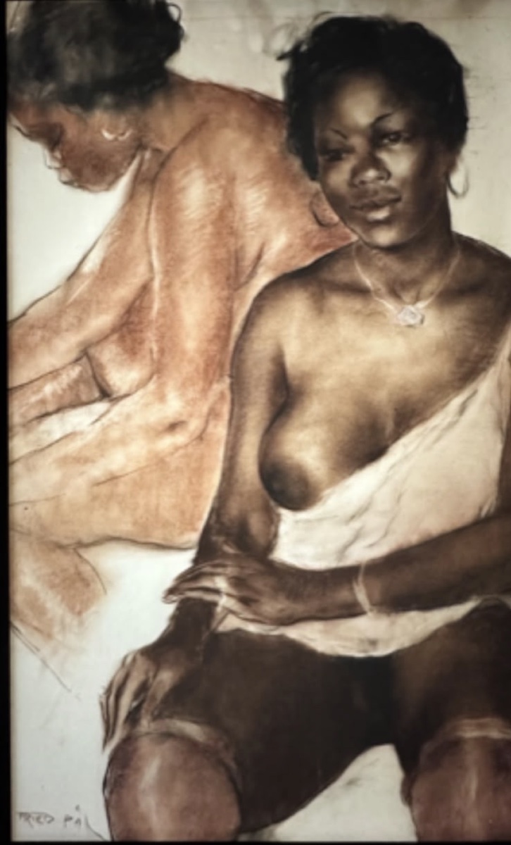 Pál Fried, « Double Portrait » — Pastel original, vers 1950-photo-2