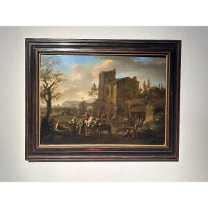 Franz De Paula Ferg (1689–1740) — Oil On Copper Depicting Animated Ruins