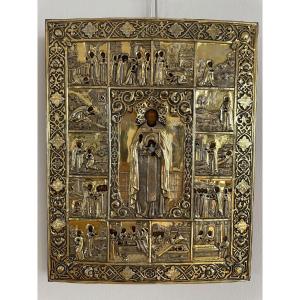 Icon Of Saint Abraham Of Galich Depicting Scenes From His Life
