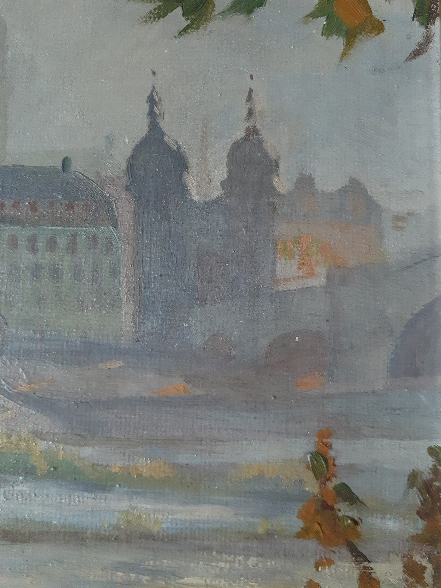 Painting Oil On Panel River Landscape K. Senger 1924-photo-3