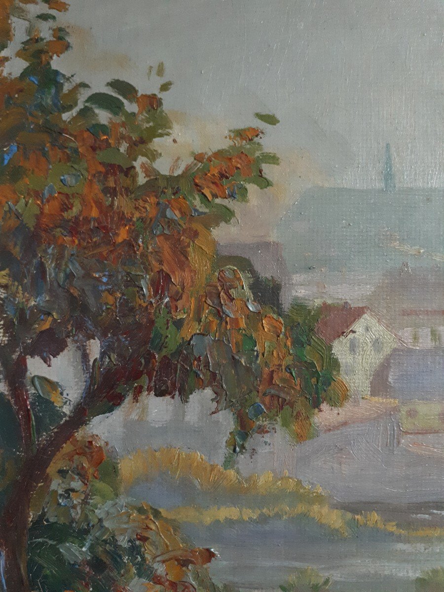 Painting Oil On Panel River Landscape K. Senger 1924-photo-5