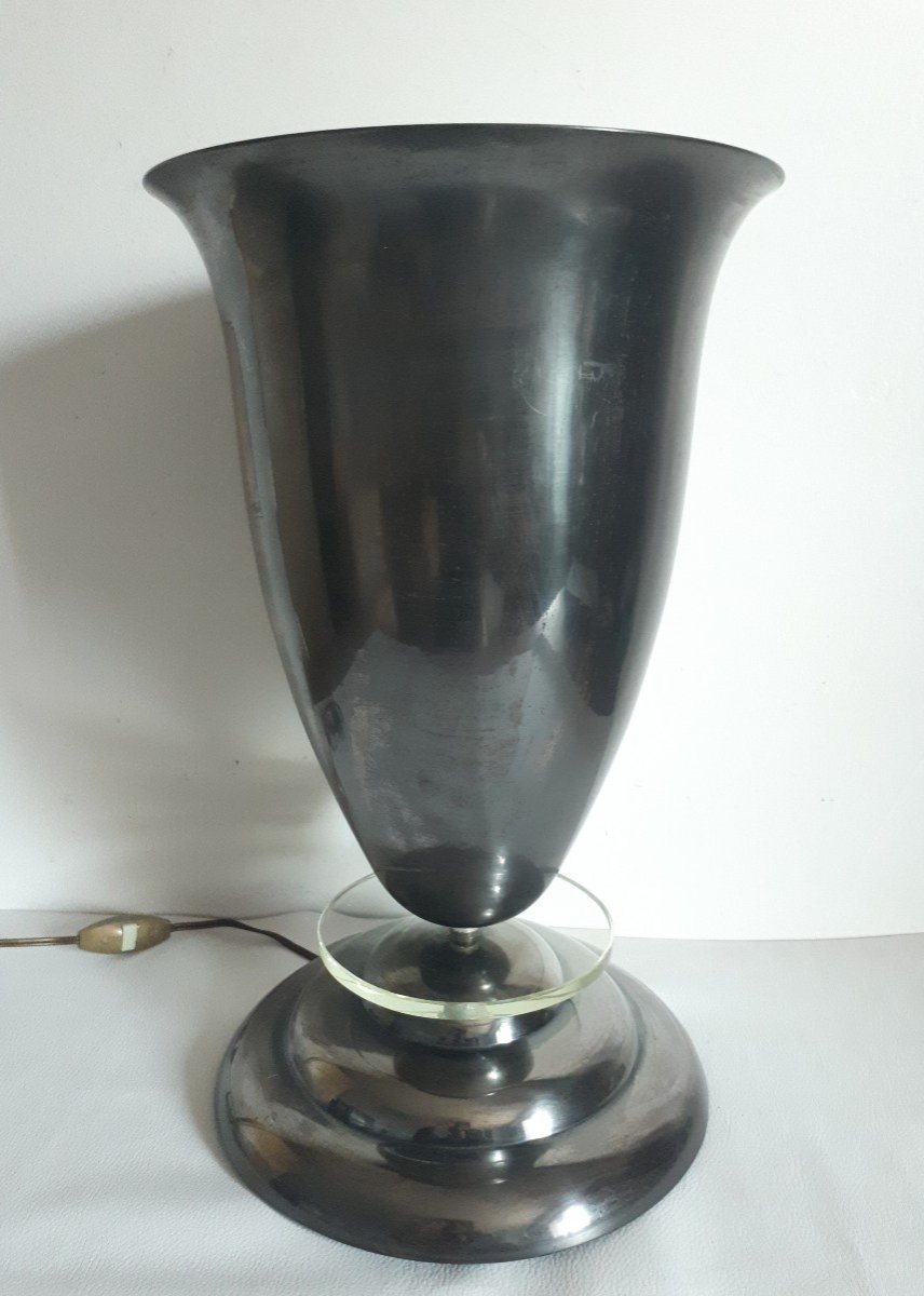 Lampe cornet en laiton et verre 1930 Art Déco-photo-2