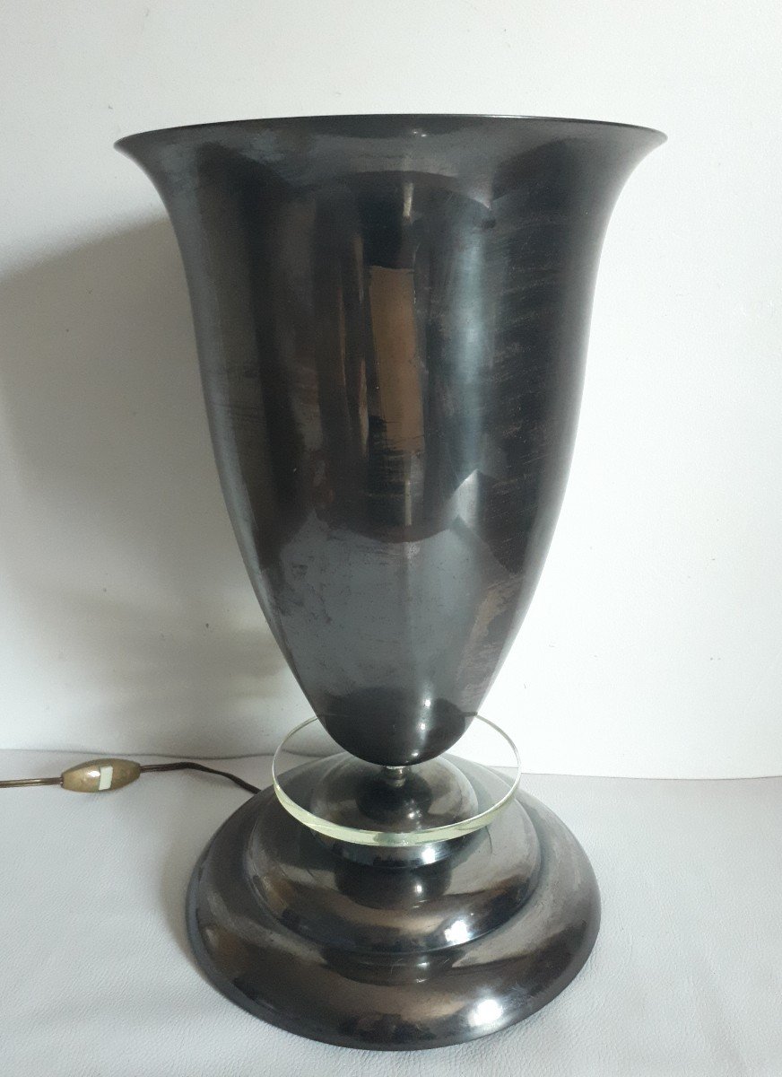 Lampe cornet en laiton et verre 1930 Art Déco-photo-3