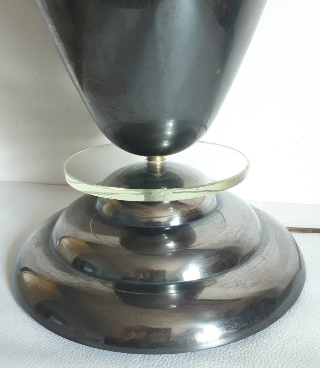 Lampe cornet en laiton et verre 1930 Art Déco-photo-1