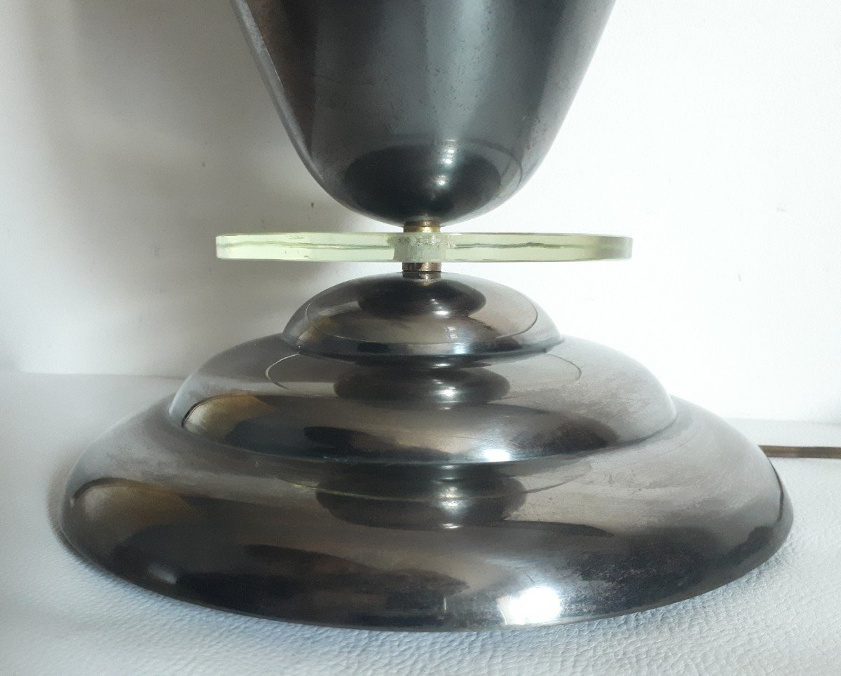Lampe cornet en laiton et verre 1930 Art Déco-photo-2
