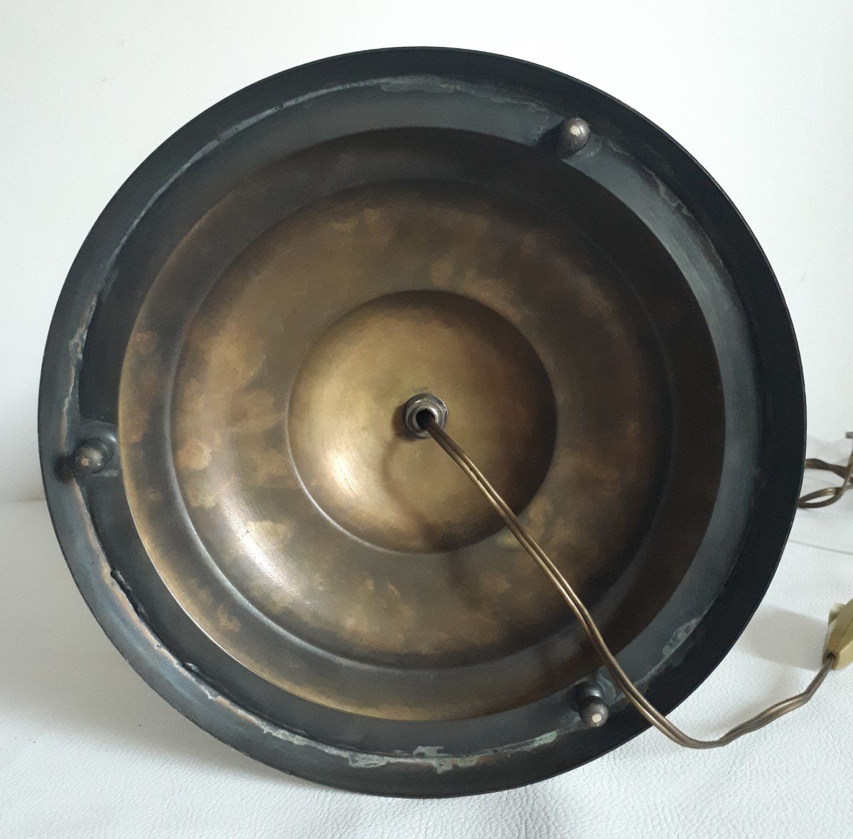 Lampe cornet en laiton et verre 1930 Art Déco-photo-4