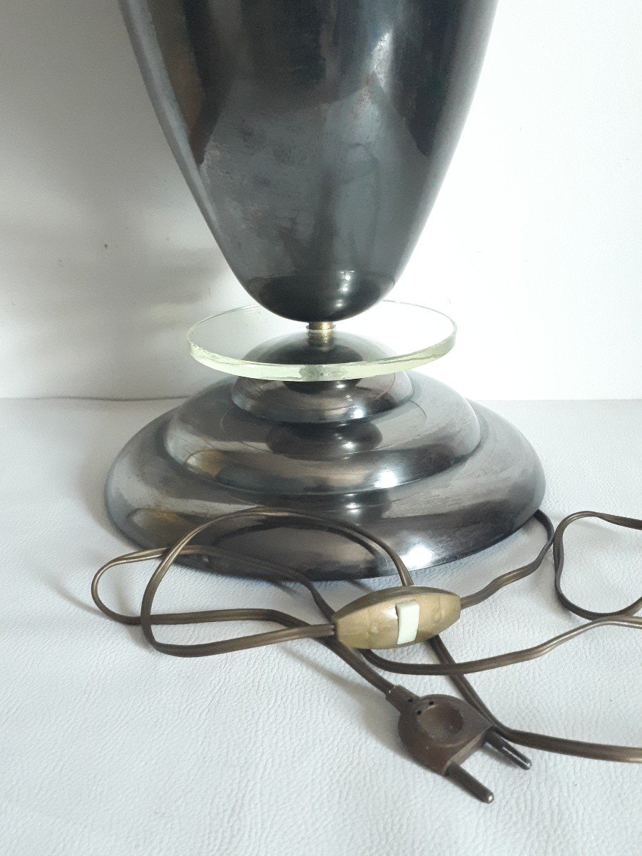 Lampe cornet en laiton et verre 1930 Art Déco-photo-6