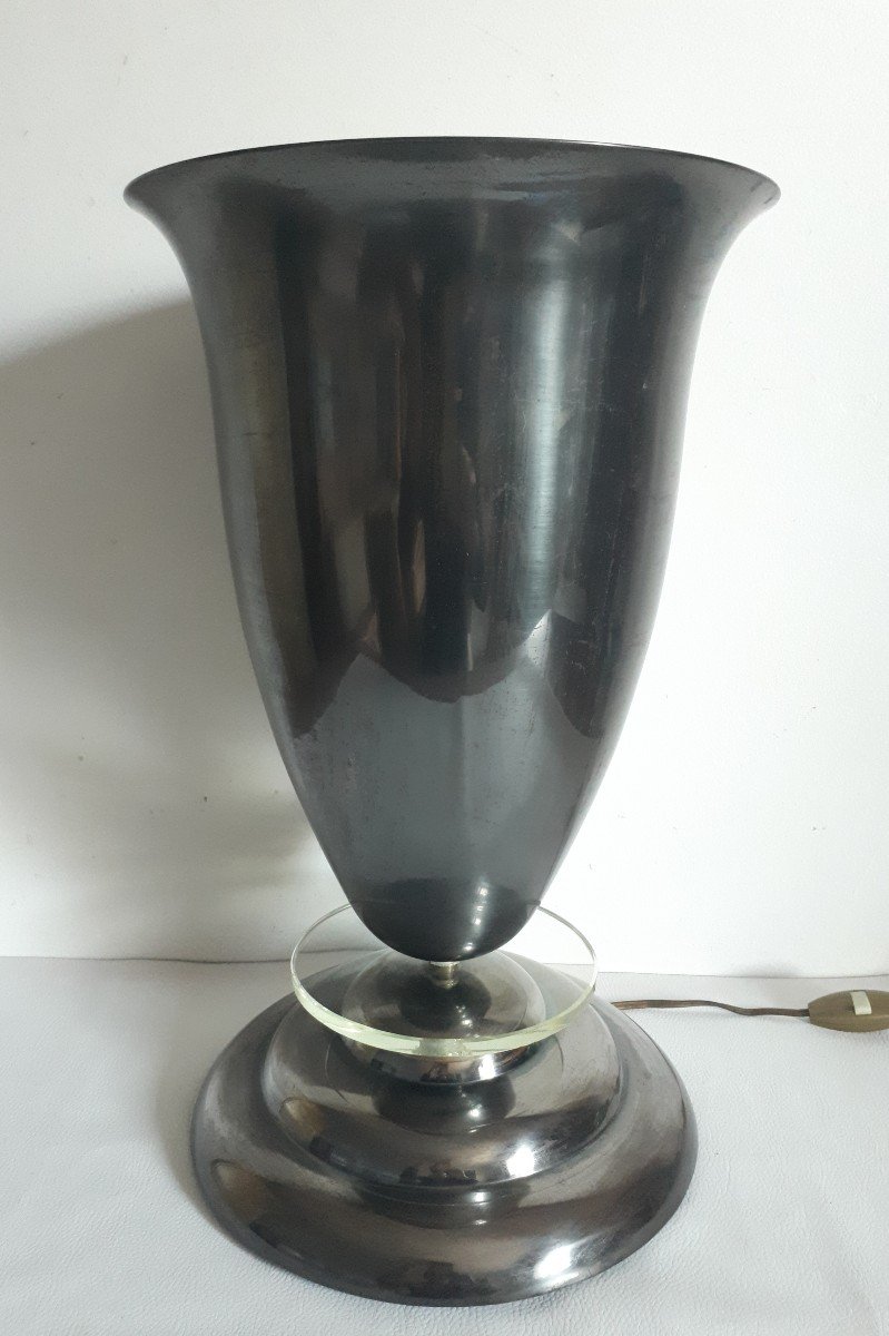 Lampe cornet en laiton et verre 1930 Art Déco